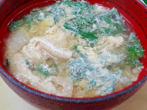 朝のおかず味噌汁☆　「春菊の卵とじ汁」